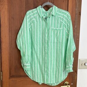 Aerie Green and White Striped Shirt